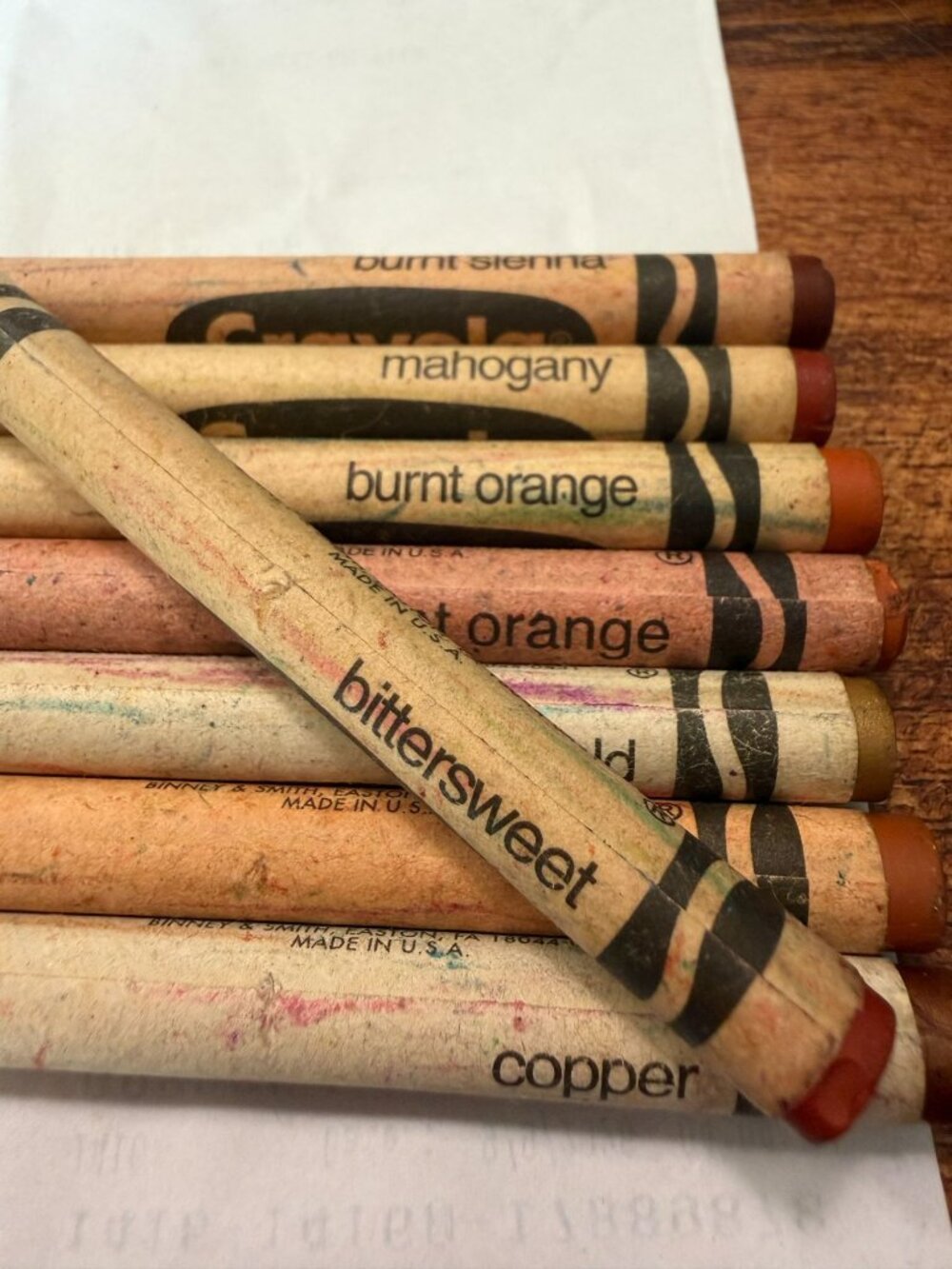 Vtg Crayola Bittersweet Burnt Orange Mahogany Copper Burnt Sienna Binney & Smith